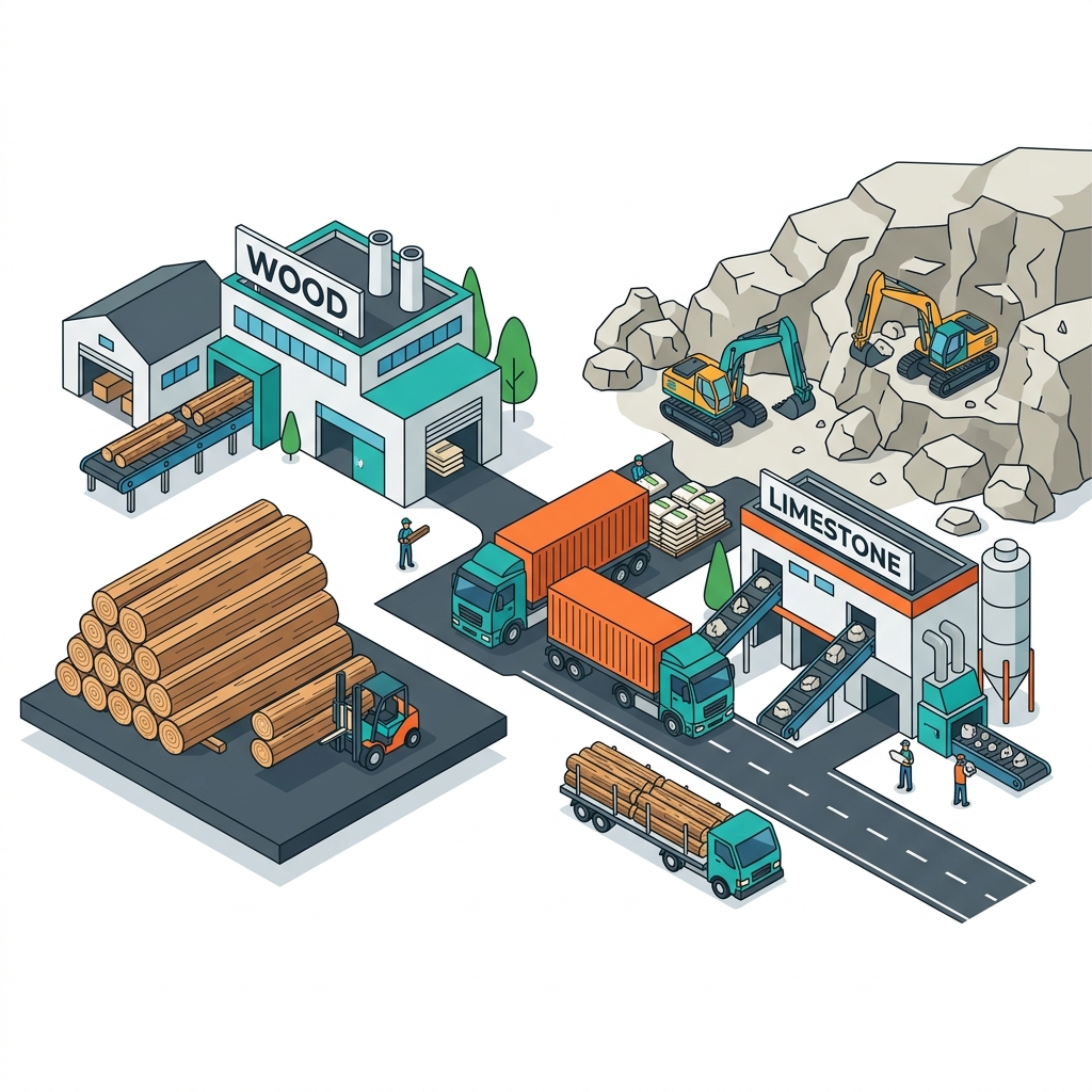 SIMAYU Wood & Limestone Illustration